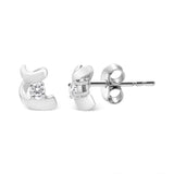 .925 Sterling Silver Round Cut Diamond Fashion Stud Earrings (0.10 cttw, I-J Color, I2-I3 Clarity)