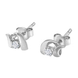 .925 Sterling Silver Round Cut Diamond Fashion Stud Earrings (0.10 cttw, I-J Color, I2-I3 Clarity)