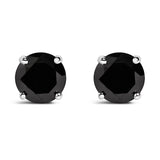 .925 Sterling Silver 1/2 Cttw Black Diamond Solitaire Stud Earrings