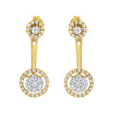 14K Yellow Gold Plated .925 Sterling Silver 5/8 Cttw Diamond Removable Stud and Dangle Earrings (I-J Color, I2-I3)
