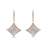 10K Rose Gold Plated Sterling Silver Round Cut Diamond Cushion Dangle Earrings (0.04 cttw, H-I Color, I2-I3 Clarity)