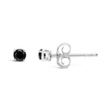 .925 Sterling Silver 1/2 Cttw Black Diamond Solitaire Stud Earrings