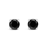.925 Sterling Silver 1/2 Cttw Black Diamond Solitaire Stud Earrings