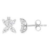 14K White Gold 1/2 Cttw Marquise Diamond 8 Stone Floral Leaf Stud Earrings (H-I Color, SI1-SI2 Clarity)