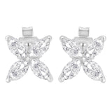 14K White Gold 1/2 Cttw Marquise Diamond 8 Stone Floral Leaf Stud Earrings (H-I Color, SI1-SI2 Clarity)