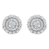 10KT White Gold 1/2 cttw Double Halo Brilliant Round-Cut Diamond Stud Earrings (I-J Clarity, I2-I3 Color)