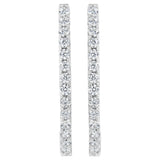 14K White Gold 2.0 Cttw Round Brilliant Cut Diamond Oblong Hinged Leverback Hoop Earrings (I-J Color, I1-I2 Clarity)