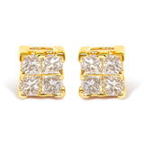 10KT Yellow Gold Princess Diamond Stud Earring (1/4 cttw, J-K Color, I1-I2 Clarity)