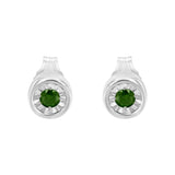 .925 Sterling Silver 1/5 Cttw Round Brilliant-Cut Green Diamond Miracle-Set Stud Earrings (Fancy Color-Enhanced, I1-I2 Clarity)
