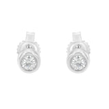 10K White Gold 0.15 Cttw Round Brilliant-Cut Near Colorless Diamond Bezel-Set Stud Earrings (H-I Color, I1-I2 Clarity)
