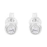 10K White Gold 1/5 Cttw Round Brilliant-Cut Near Colorless Diamond Bezel-Set Stud Earrings (H-I Color, I1-I2 Clarity)