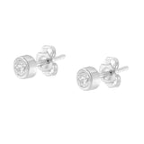 10K White Gold 1/5 Cttw Round Brilliant-Cut Near Colorless Diamond Bezel-Set Stud Earrings (H-I Color, I1-I2 Clarity)