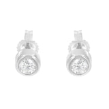 10K White Gold 0.30 Cttw Round Brilliant-Cut Near Colorless Diamond Bezel-Set Stud Earrings (H-I Color, I1-I2 Clarity)