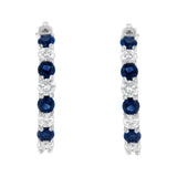 10K White Gold, Â½ Cttw Diamond, & Â½ Cttw Lab-Grown Blue Sapphire Leverback Hoop Earrings (H-I Color, I1-I2 Clarity)