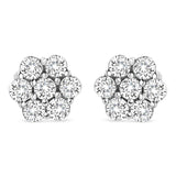 14K White Gold 1/2 cttw Round-Cut Diamond Floral Stud Earrings (I-J Color, SI2-I1 Clarity)