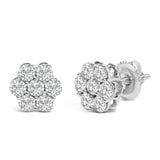 14KT White Gold 1 cttw Diamond Composite Stud Earrings (I-J, SI2-I1)