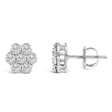 14KT White Gold 1 cttw Diamond Composite Stud Earrings (I-J, SI2-I1)