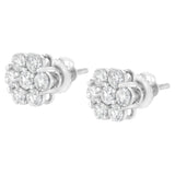 14KT White Gold 1 cttw Diamond Composite Stud Earrings (I-J, SI2-I1)