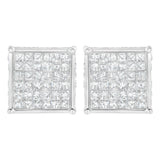 10K White Gold 2ct TDW Princess-Cut Composite Diamond Stud Earring (I-J ,I2-I3)