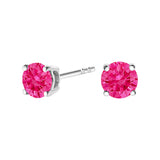 10K White Gold 1/2 Cttw Lab Created Round Brilliant Cut Pink Diamond Classic 4-Prong Solitaire Stud Earrings (Fancy Pink Color, VVS2-VS1 Clarity)