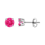 10K White Gold 1/2 Cttw Lab Created Round Brilliant Cut Pink Diamond Classic 4-Prong Solitaire Stud Earrings (Fancy Pink Color, VVS2-VS1 Clarity)