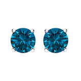 14K White Gold 1.00 Cttw Blue Lab Grown Diamond Stud Earrings with Screw Backs