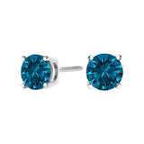 14K White Gold 1.00 Cttw Blue Lab Grown Diamond Stud Earrings with Screw Backs