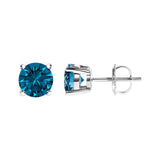 14K White Gold 1.00 Cttw Blue Lab Grown Diamond Stud Earrings with Screw Backs