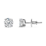 AGS Certified 14K White Gold 1.0 Cttw 4-Prong Set Brilliant Round-Cut Solitaire Diamond Push Back Stud Earrings (I-J Color, I1-I2 Clarity)