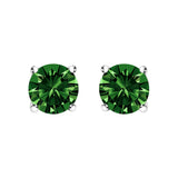 14K White Gold 1.0 Cttw Lab Grown Green Diamond Classic Solitaire Stud Earrings