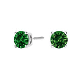 14K White Gold 1.0 Cttw Lab Grown Green Diamond Classic Solitaire Stud Earrings