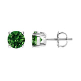 14K White Gold 1.0 Cttw Lab Grown Green Diamond Classic Solitaire Stud Earrings
