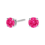 14K White Gold 1.0 Cttw Round Brilliant Cut Lab Grown Pink Diamond 4-Prong Classic Solitaire Earrings (Pink Color, VVS2-VS1 Clarity)