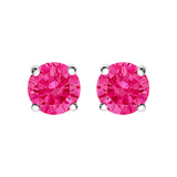 14K White Gold 1.0 Cttw Round Brilliant Cut Lab Grown Pink Diamond 4-Prong Classic Solitaire Earrings (Pink Color, VVS2-VS1 Clarity)