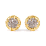 14K Yellow Gold Plated .925 Sterling Silver 1.0 Cttw Round Brilliant Cut Diamond Solitaire Milgrain Stud Earrings (K-L Color, I2-I3 Clarity)