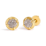 14K Yellow Gold Plated .925 Sterling Silver 1.0 Cttw Round Brilliant Cut Diamond Solitaire Milgrain Stud Earrings (K-L Color, I2-I3 Clarity)