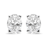 14K White Gold 2.0 Cttw Prong Set Lab Grown Oval Diamond Solitaire Stud Earring (F-G Color, VS1-VS2 Clarity)
