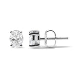 14K White Gold 2.0 Cttw Prong Set Lab Grown Oval Diamond Solitaire Stud Earring (F-G Color, VS1-VS2 Clarity)