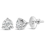 14K White Gold 2.0 Cttw 3-Prong Martini Set Brilliant Round-Cut Solitaire Lab Grown Diamond Screwback Stud Earrings (F-G Color, VS1-VS2 Clarity)