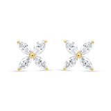14K White Gold 1/2 Cttw Marquise Diamond 8 Stone Floral Leaf Stud Earrings (H-I Color, SI1-SI2 Clarity)