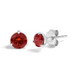 14K White Gold 3/4 Cttw Red Lab-Grown Diamond Classic 3-Prong Martini Set Solitaire Stud Earrings