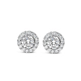 14K White Gold 3.0 Cttw Lab-Grown Diamond Hidden Halo Stud Earrings