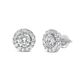 14K White Gold 3.0 Cttw Lab-Grown Diamond Hidden Halo Stud Earrings