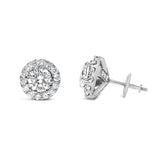 14K White Gold 3.0 Cttw Lab-Grown Diamond Hidden Halo Stud Earrings
