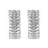 14K White Gold 1/4 Cttw Lab Grown Diamond Leafy Wreath Hoop Earrings (F-G Color, VS1-VS2 Clarity)