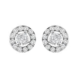 14K White Gold 3/4 Cttw Lab-Grown Diamond Floating Halo Stud Earring (F-G Color, VS1-VS2 Clarity)