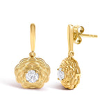 14K Yellow Gold Plated Sterling Silver 5/8 Cttw Lab Grown Diamond Flower Drop Earrings