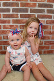 Flag Print Bamboo Peplum Top & Bike Shorts