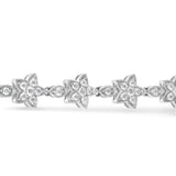 14K White Gold 1 1/5 Cttw Round Diamond Flower Blossom Link Bracelet (H-I Color, SI1-SI2 Clarity) - Size 7"
