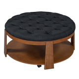 Modern Large Round Ottoman and Coffee Table 2-Tier